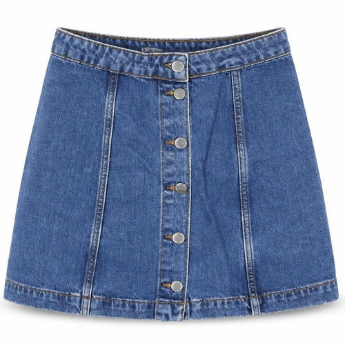 Topshop Womens Blue Cotton A-Line Skirt Size 26 in Button