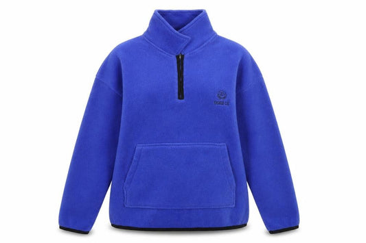 Front view of Used.Co Sport women’s blue polyester pullover sweatshirt, size S, - quarter-zip