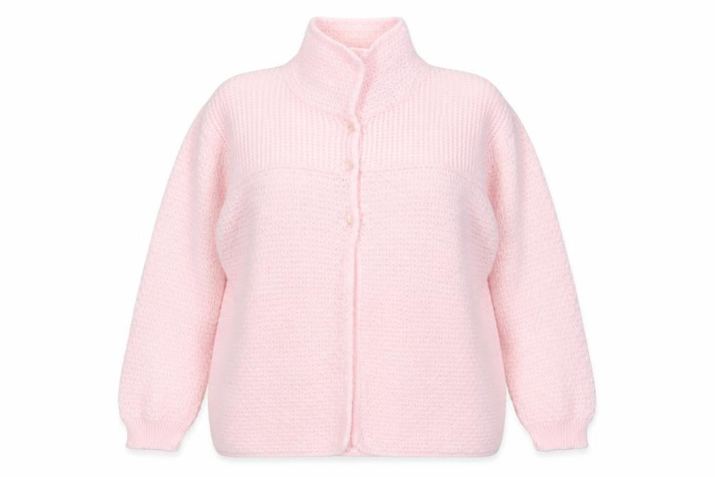 Marlon Womens Pink Collared Acrylic Cardigan Jumper Size 12