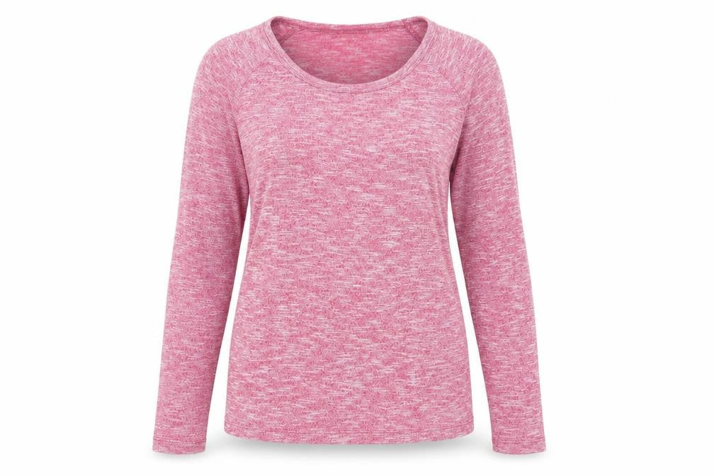 Front view of Atmosphere women’s pink boat neck polyester jumper, size UK 12