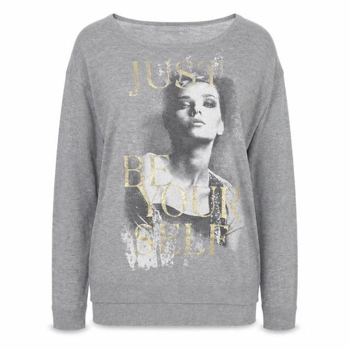 RESERVED Womens Grey Boat Neck Acrylic Pullover Jumper Size L - Just Be Yourself