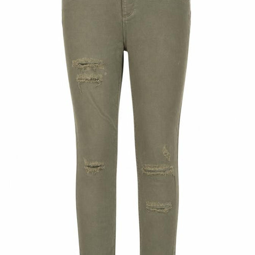 River Island Girls Green Cotton Skinny Jeans Size 10 Years Regular Zip - Distressed