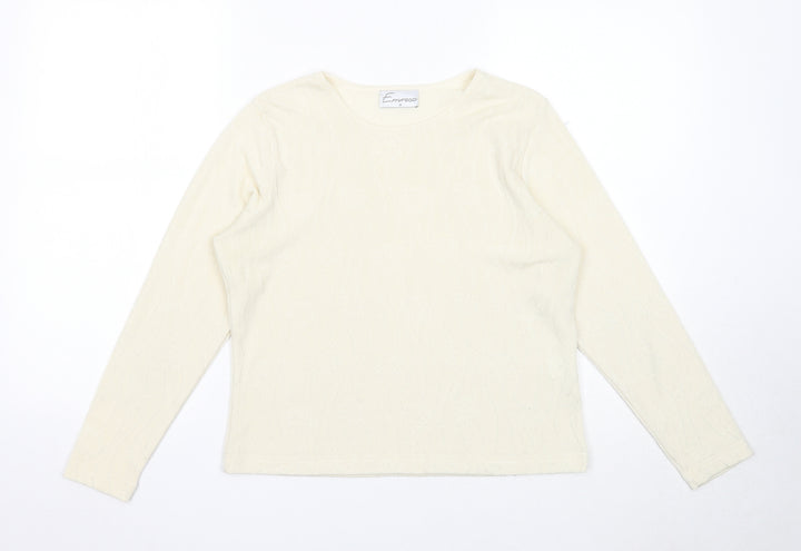 Emreco Womens White Round Neck Polyester Pullover Jumper Size 12