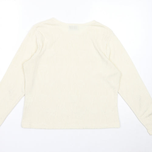Emreco Womens White Round Neck Polyester Pullover Jumper Size 12