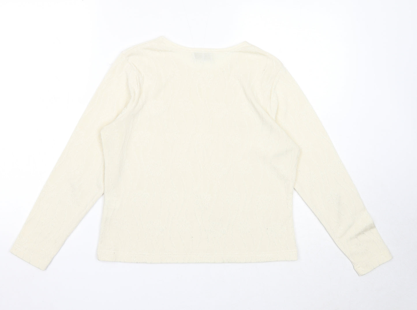 Emreco Womens White Round Neck Polyester Pullover Jumper Size 12