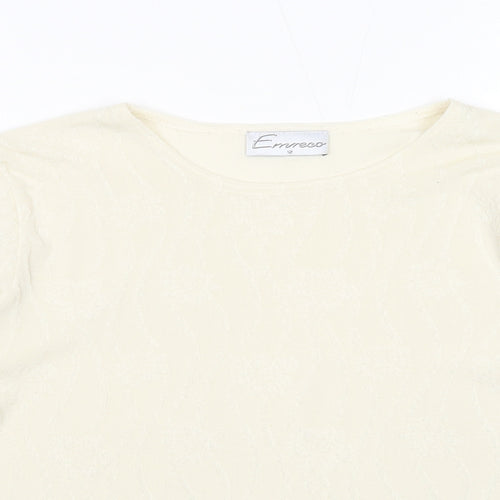 Emreco Womens White Round Neck Polyester Pullover Jumper Size 12