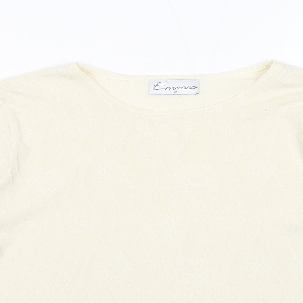Emreco Womens White Round Neck Polyester Pullover Jumper Size 12