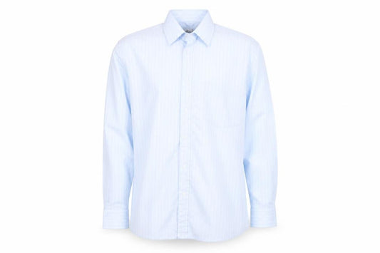 Littlewoods Mens Blue Striped Polyester Button-Up Size 15 Collared Button