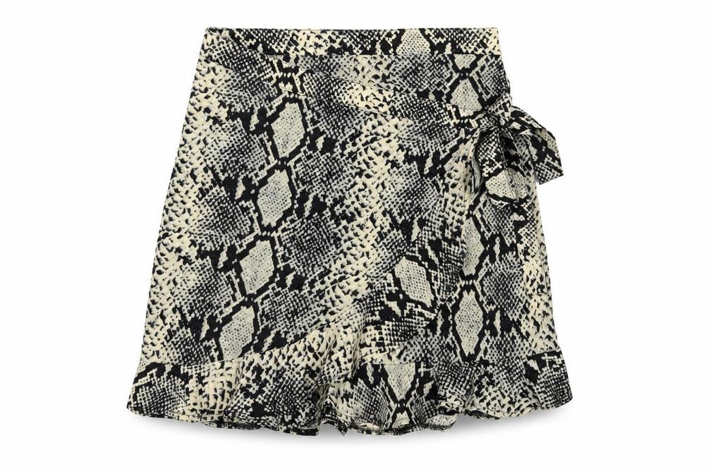 Nasty Gal Womens Multicoloured Animal Print Polyester Wrap Skirt Size 4 Zip - Snakeskin Pattern