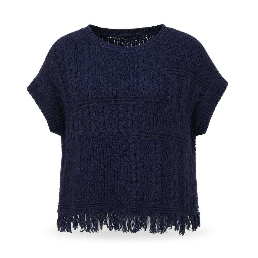 Front view of George women’s blue round neck acrylic jumper, size M