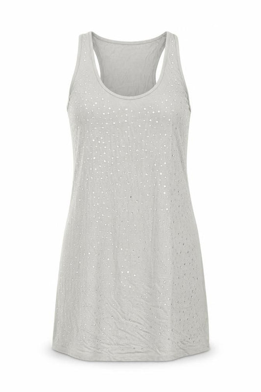Front view of Oasis women’s green viscose basic tank, size M, round neck