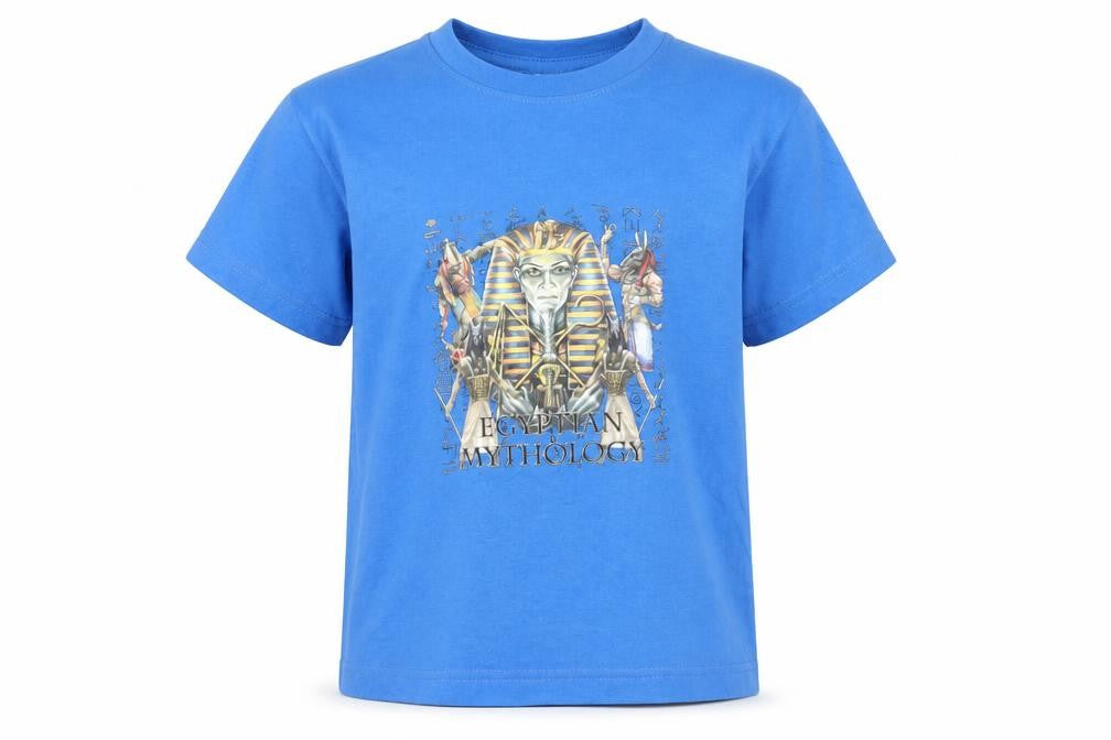 Crocodile Boys Blue Cotton Basic T-Shirt Size 6 Years Round Neck Pullover - Egyptian Mythology