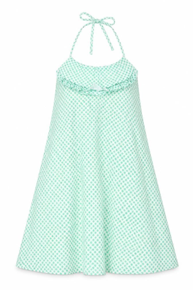 Boohoo Womens Green Geometric Polyester A-Line Size 10 Halter Tie - Open Back