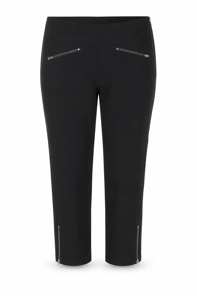 Front view of Soft B women’s black viscose trousers, size UK 10, regular zip