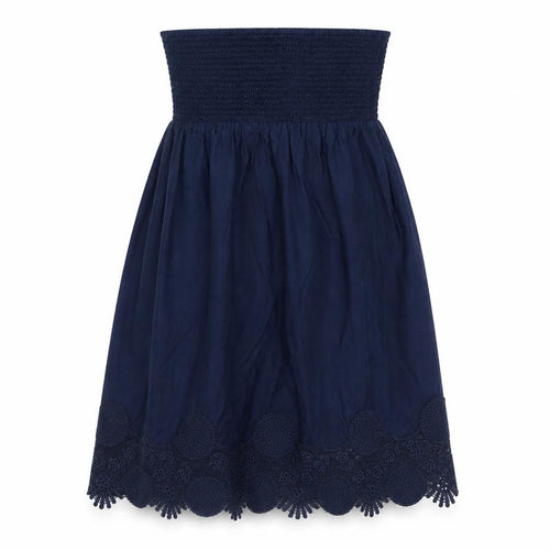 NEXT Womens Blue Cotton A-Line Size 10 Off the Shoulder Pullover - Lace Details