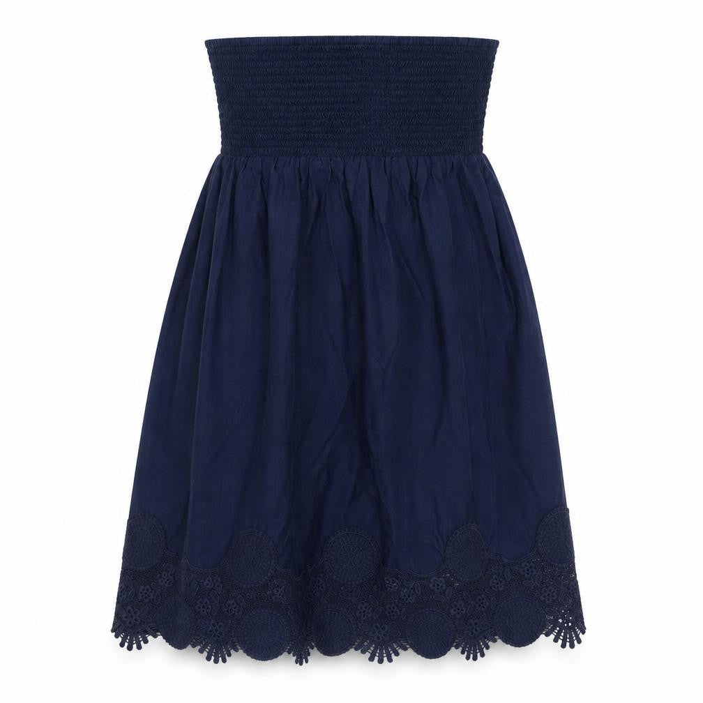 NEXT Womens Blue Cotton A-Line Size 10 Off the Shoulder Pullover - Lace Details