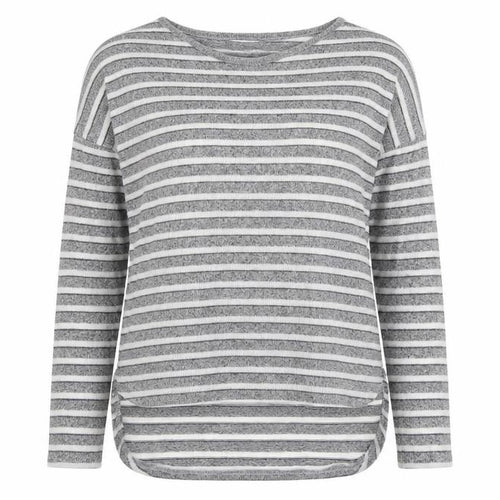 New Look Womens Grey Boat Neck Striped Polyester Pullover Jumper Size 8