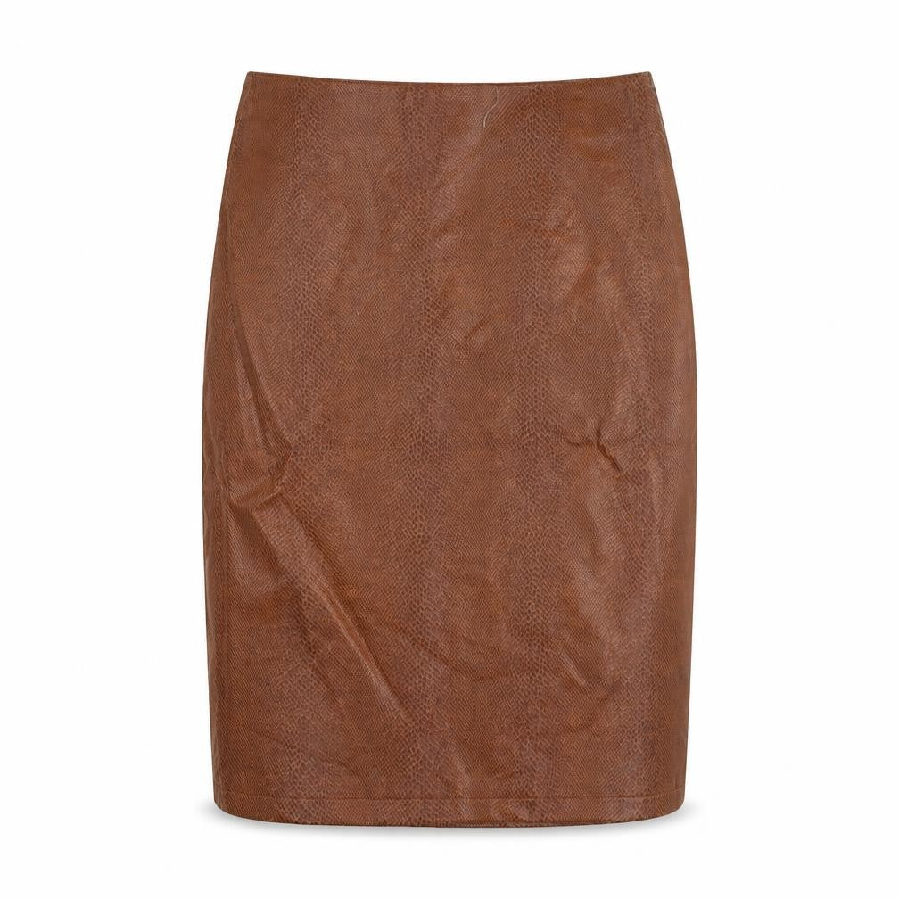 Pure Originals Womens Brown Animal Print Polyurethane A-Line Skirt Size 10 Zip - Snake Print
