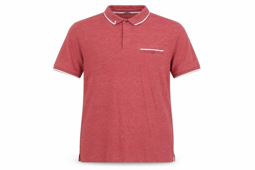 Front view of Nutmeg men’s pink cotton polo, size L, collared button