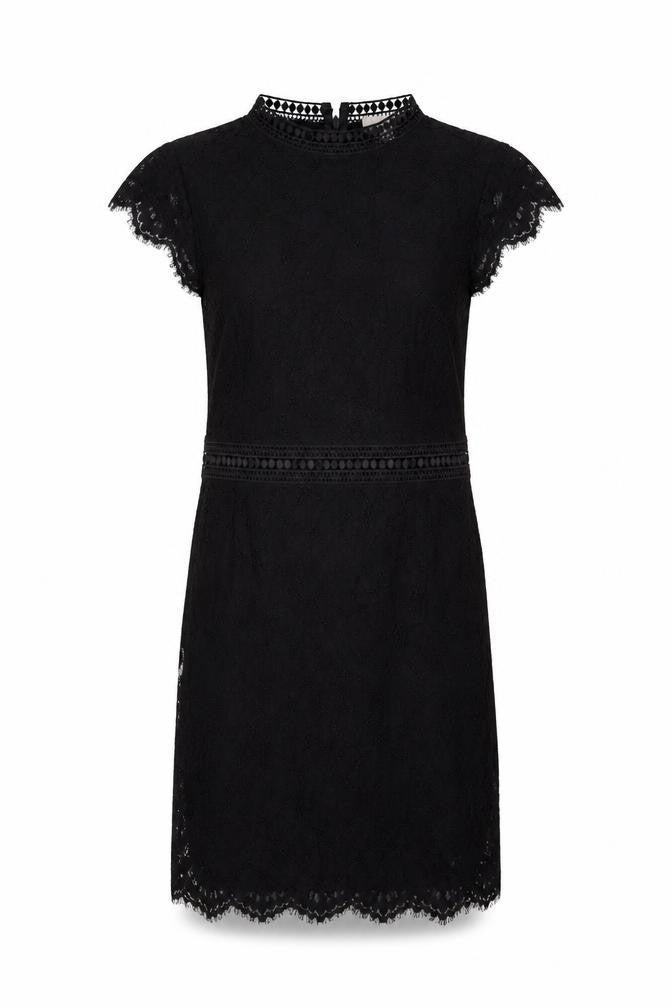 Front view of H&M women’s black polyamide shift, size L, mock neck zip