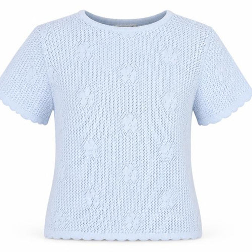 Bonmarché Womens Blue Round Neck Floral Acrylic Pullover Jumper Size S