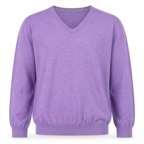 JP.Cole Mens Purple V-Neck Cotton Pullover Jumper Size L Long Sleeve