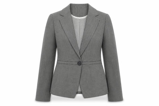 Front view of Next women’s grey polyester jacket blazer, size UK 8