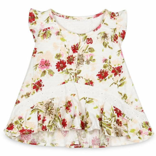 NEXT Girls White Floral 100% Cotton A-Line Size 3-6 Months Round Neck Pullover