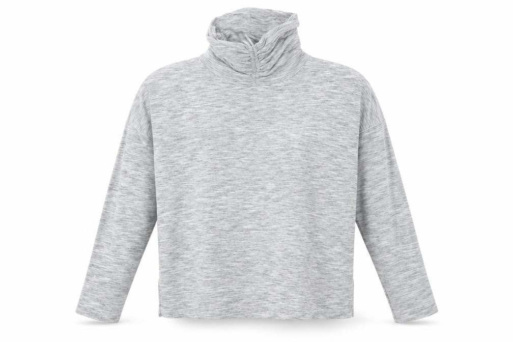 Front view of New Look women’s grey roll neck cotton jumper, size L
