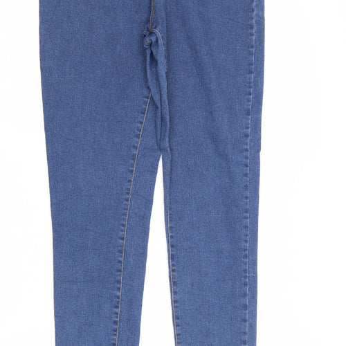 Denim & Co. Womens Blue Cotton Straight Jeans Size 14 Regular Zip
