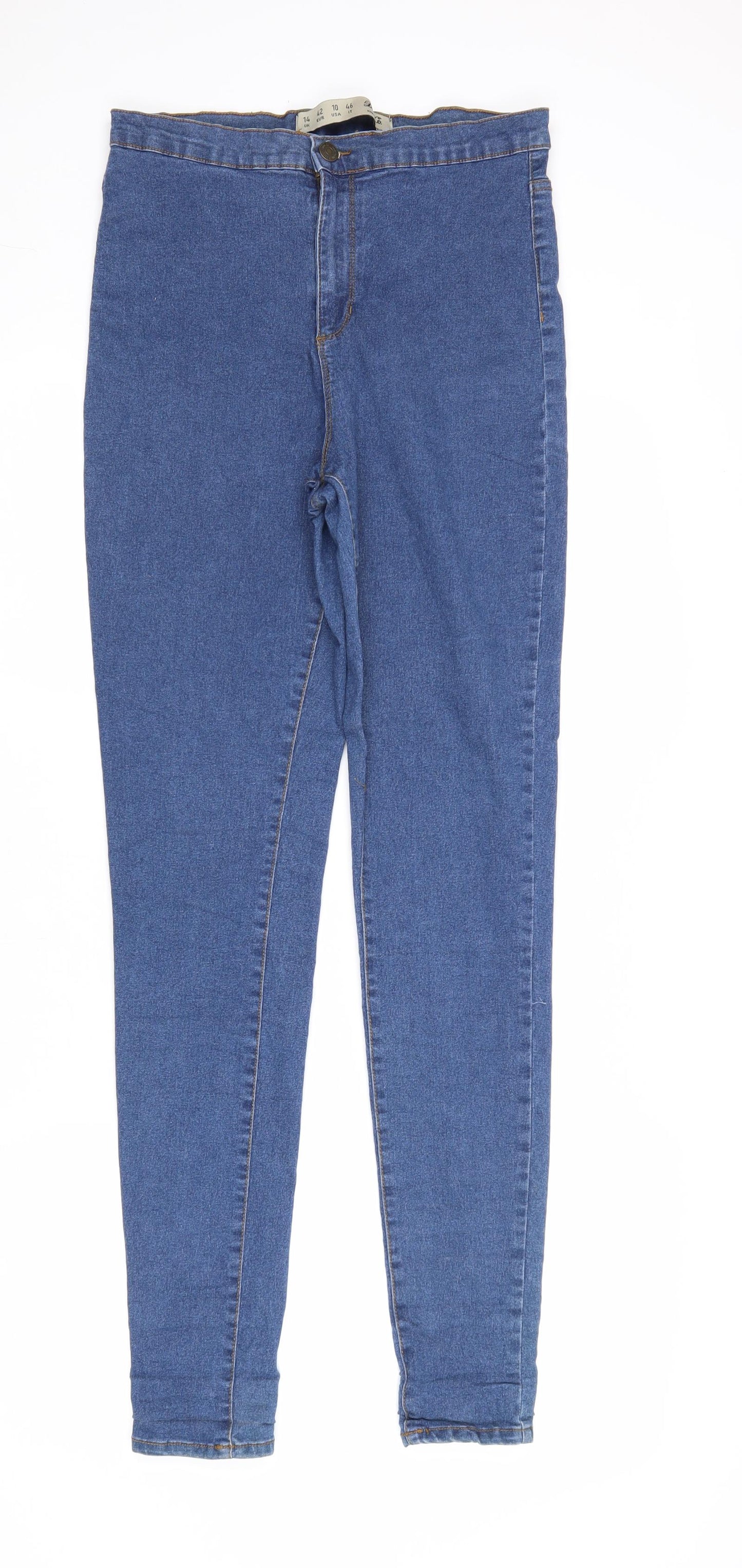 Denim & Co. Womens Blue Cotton Straight Jeans Size 14 Regular Zip