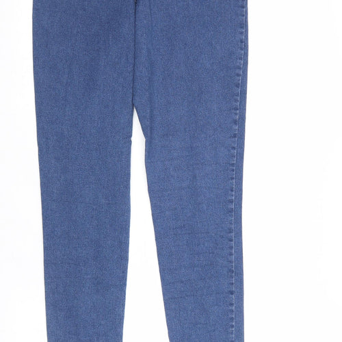 Denim & Co. Womens Blue Cotton Straight Jeans Size 14 Regular Zip