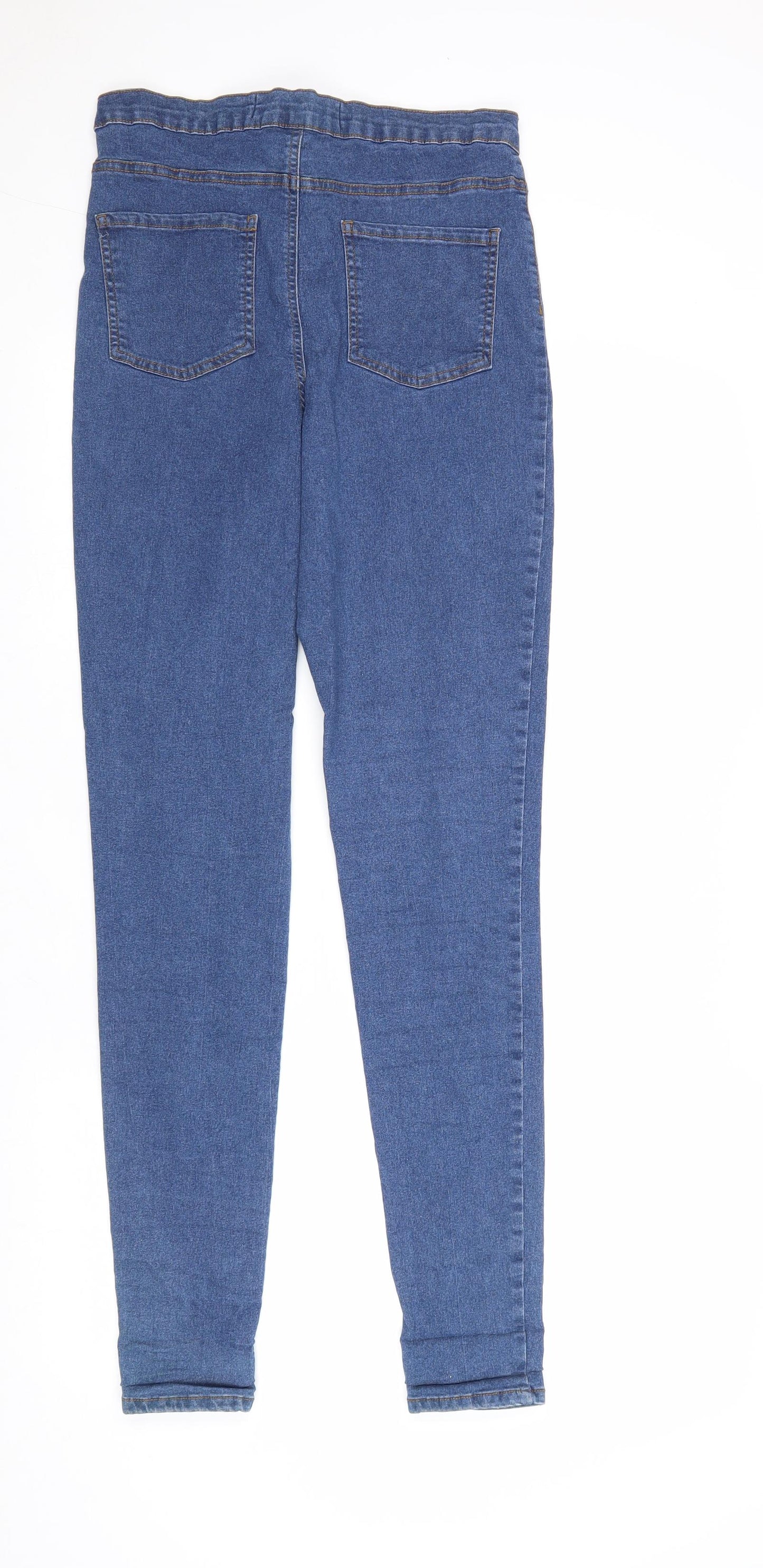 Denim & Co. Womens Blue Cotton Straight Jeans Size 14 Regular Zip