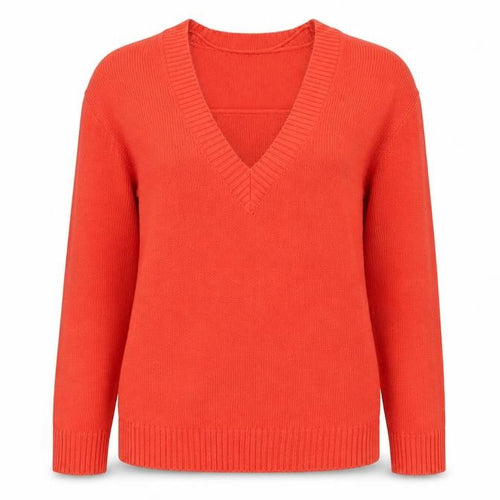 BPC Womens Red V-Neck Acrylic Pullover Jumper Size 12 - Size 12-14