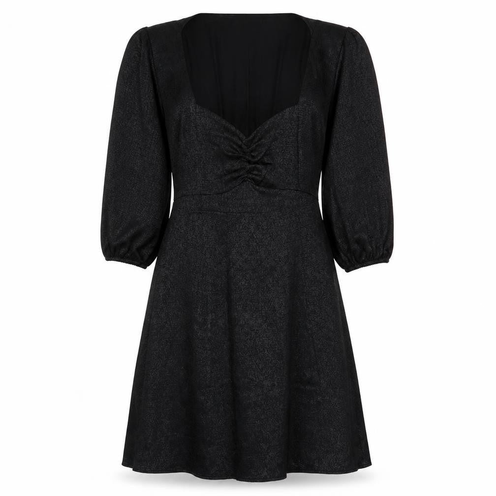 NEXT Womens Black Geometric Viscose A-Line Size 10 Sweetheart Zip