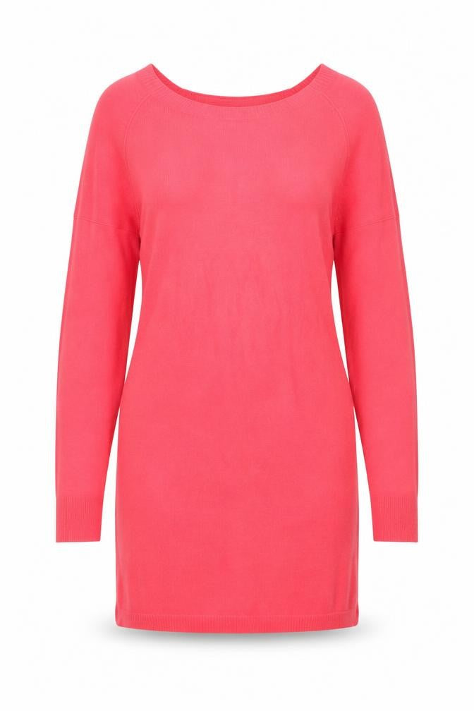 Front view of Tu women’s pink round neck acrylic jumper, size UK 8
