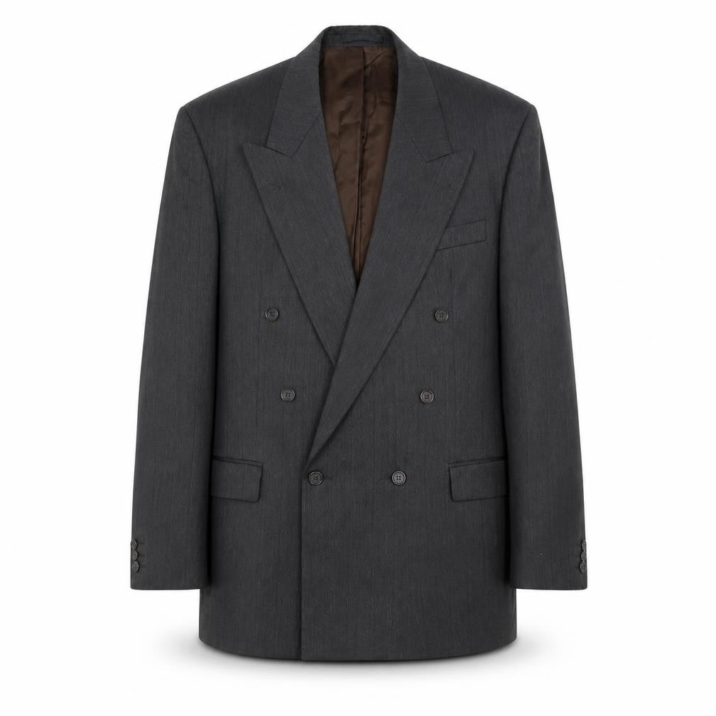 Front view of Marks & Spencer men’s grey polyester jacket suit jacket, size 42, regular