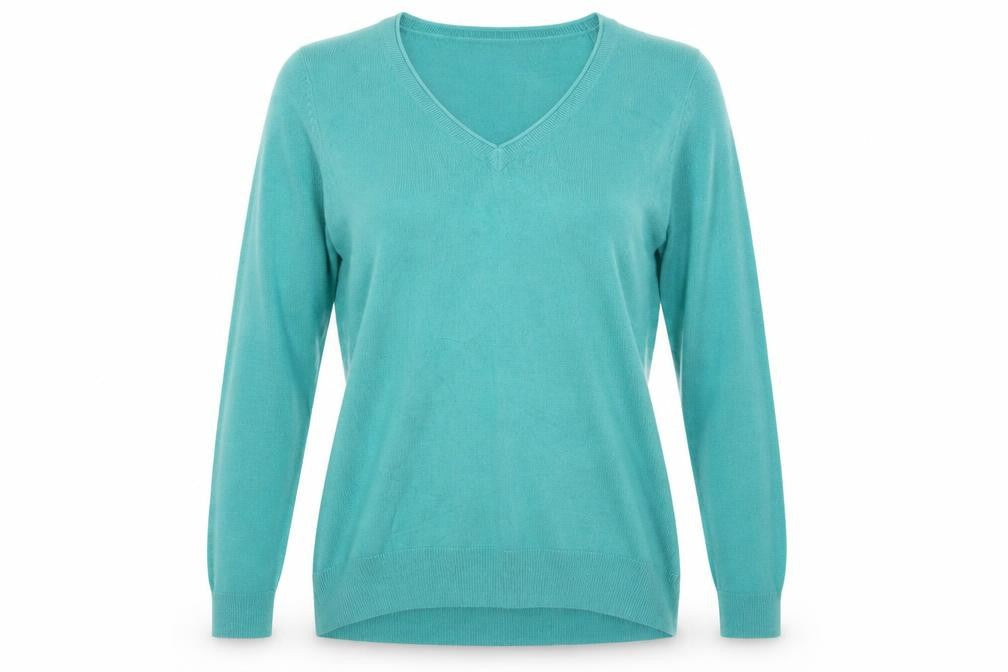 Marks and Spencer Womens Green V-Neck Acrylic Pullover Jumper Size 10