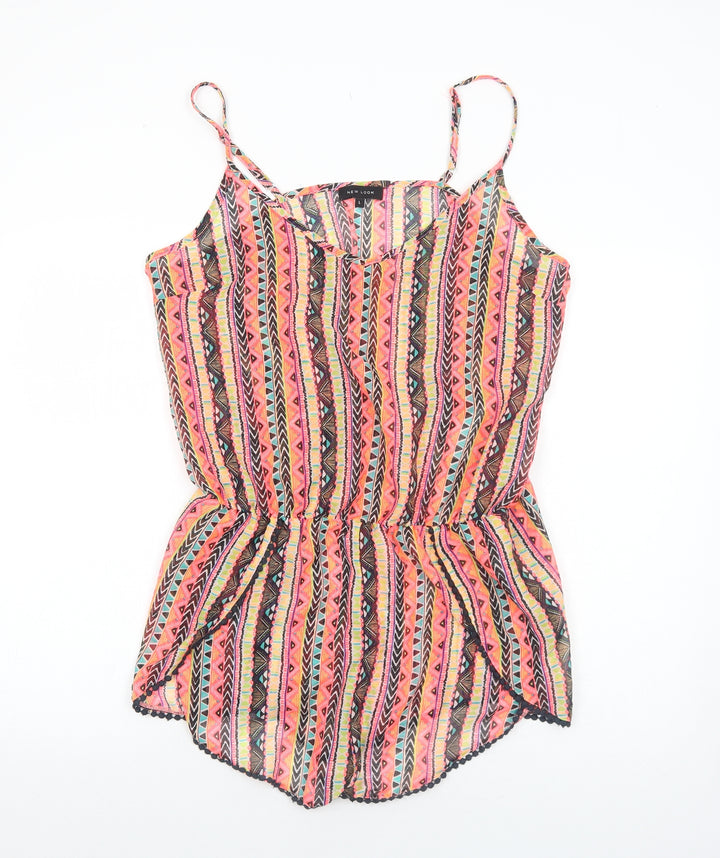 New Look Womens Multicoloured Geometric Polyester Cover Up Size L - Playsuit