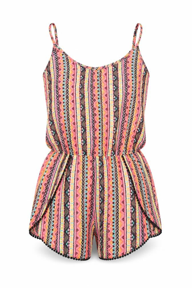 Front view of New Look women’s multicoloured geometric polyester cover up, size L, - playsuit