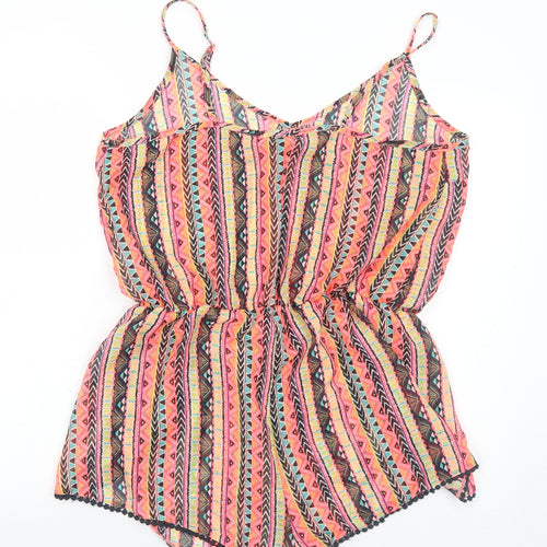 New Look Womens Multicoloured Geometric Polyester Cover Up Size L - Playsuit