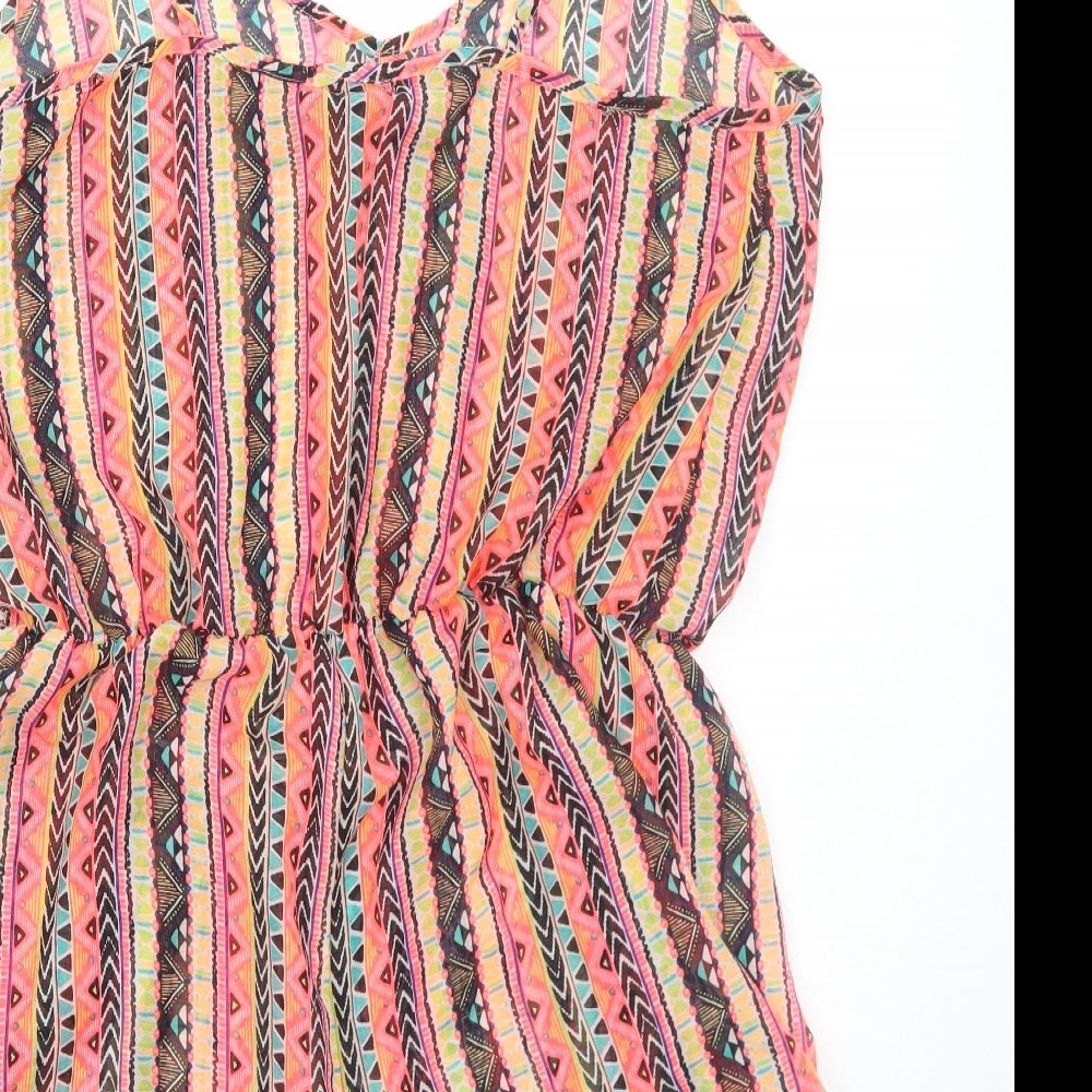New Look Womens Multicoloured Geometric Polyester Cover Up Size L - Playsuit