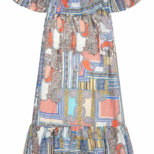 Cutie Womens Multicoloured Geometric Polyester A-Line Size 8 Off the Shoulder Zip
