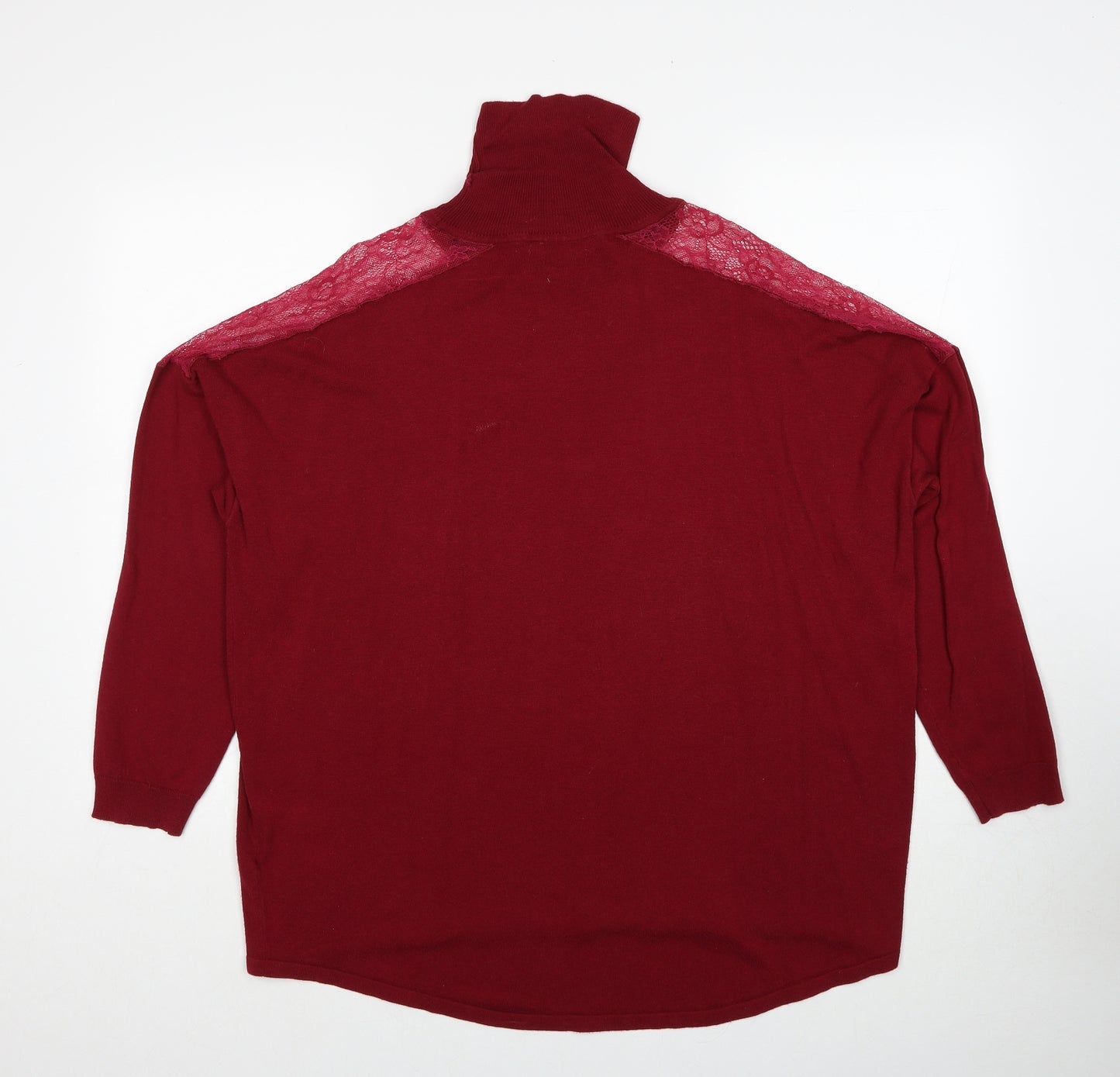 Very Womens Red Roll Neck Viscose Pullover Jumper Size 18 - Lace Detail