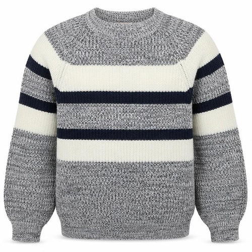Gratis Mens Grey Round Neck Striped Acrylic Pullover Jumper Size S Long Sleeve