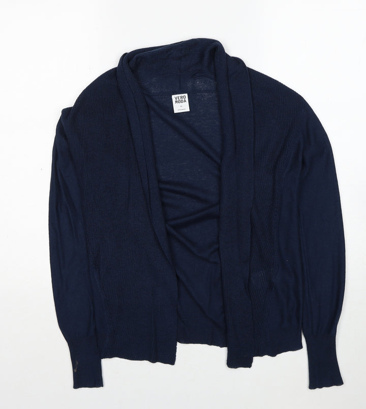 VERO MODA Womens Blue V-Neck Polyester Cardigan Jumper Size XS - Open