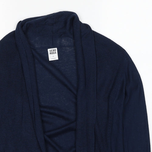 VERO MODA Womens Blue V-Neck Polyester Cardigan Jumper Size XS - Open