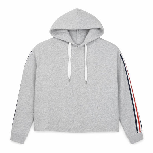 Front view of Primark women’s grey polyester pullover hoodie, size UK 14, pullover