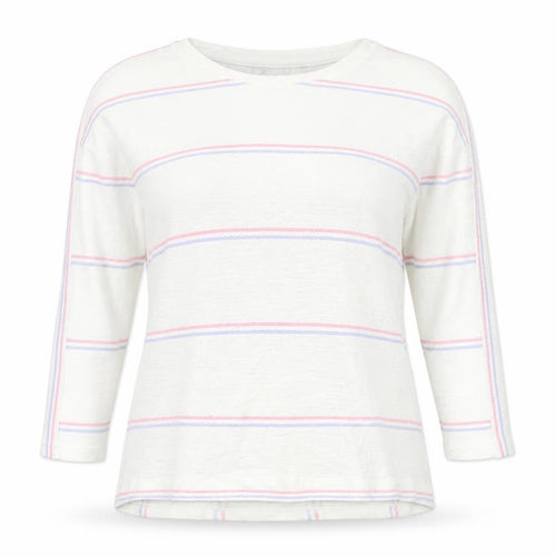 Preworn Womens White Boat Neck Striped Cotton Pullover Jumper Size 16