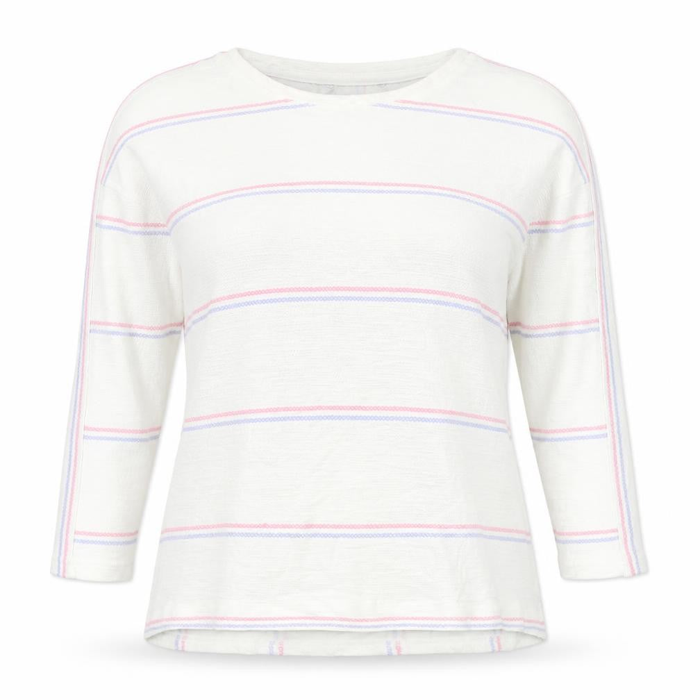 Preworn Womens White Boat Neck Striped Cotton Pullover Jumper Size 16